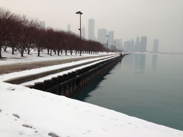 Chicago winter lake front skyline