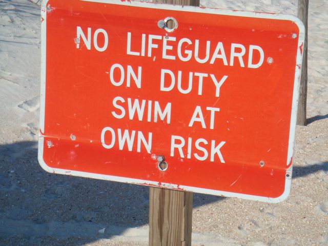 photo of , No Lifeguard sign at Florida Beach