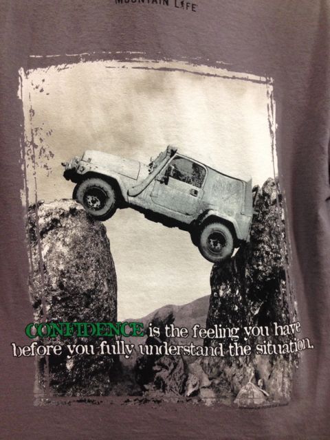 clever saying in Lake Tahoe tee shirt shop