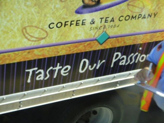 tea company delivery truck tag line