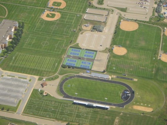 Sports complex from jet plane