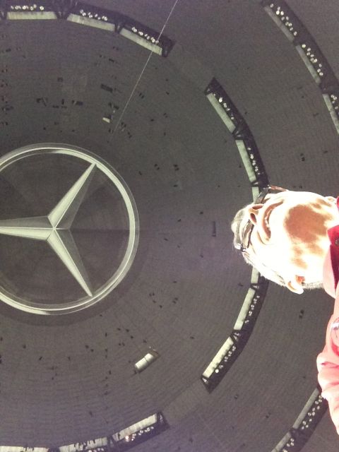 Dead center midfield on the Super Dome floor, looking straight up