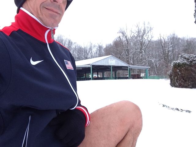 jeff noel, masters runner, in the snow