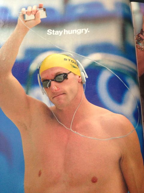 Swimmer with iPod