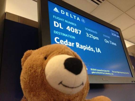 Teddy Bear at Delta Gate sign