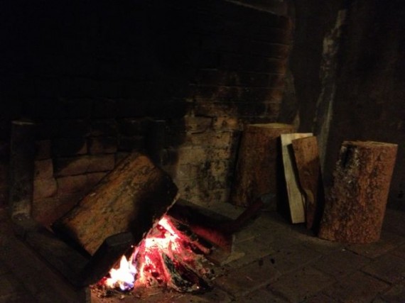 Lake McDonald Lodge fireplace fire