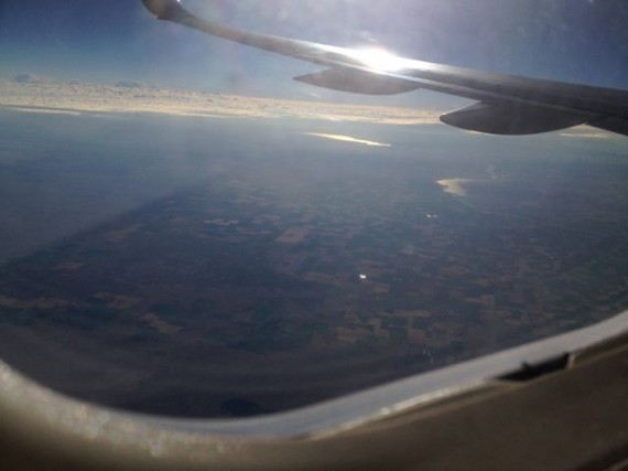 The Great Salt Lake from a distance in a plane