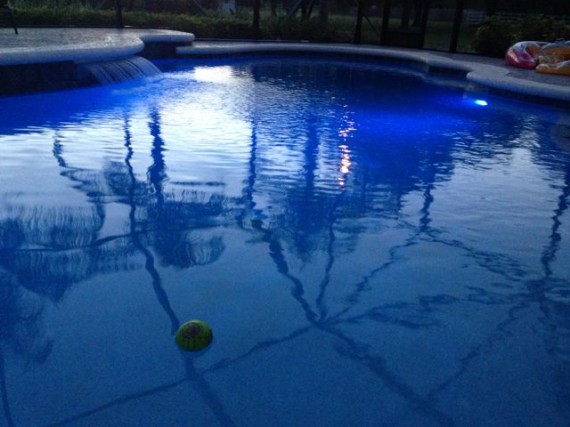Florida homeowner pool at dusk