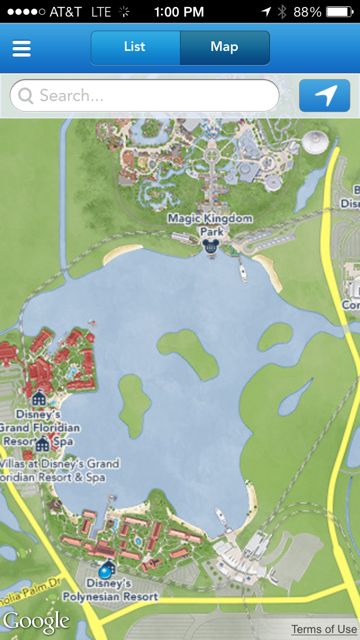 GPS from Disney monorail at Polynesian Resort