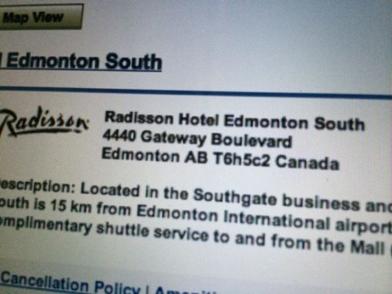 Radisson Edmonton web site