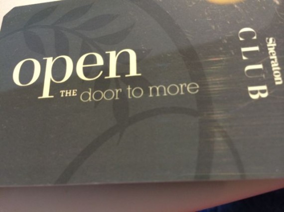 Sheraton Hotel room key with inspirational message