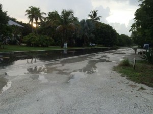 Morning rain on West Gulf Drive on Sanibel Island