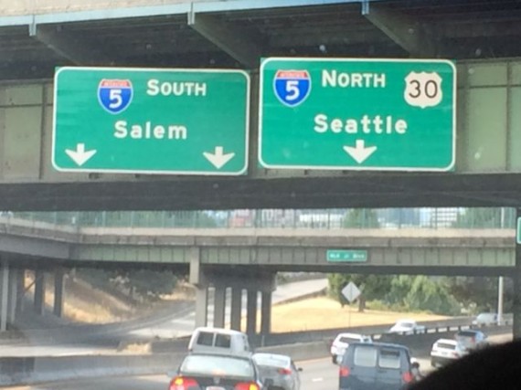 Interstate 5 directional sign in Portland