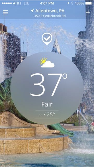 Weather app on iPhone 