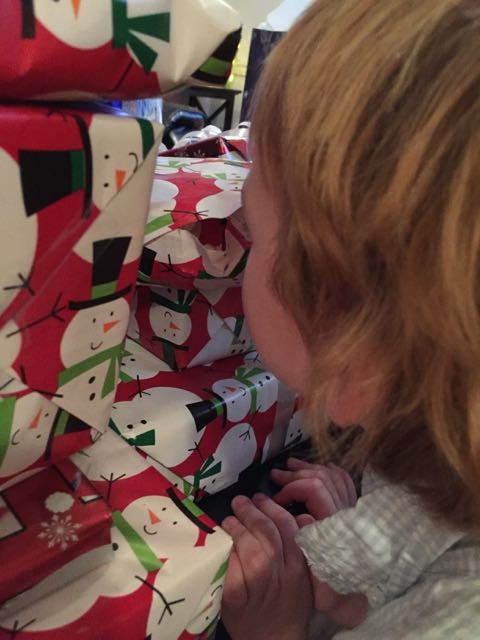 Peeking at Christmas presents