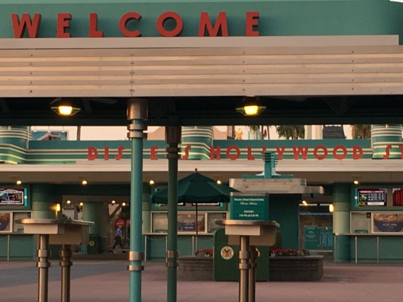 Disney's Hollywood Studios entrance at dawn.