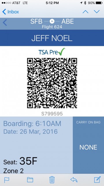 Allegiant boarding pass