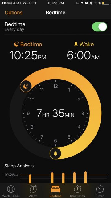 sleep counter on iPhone app