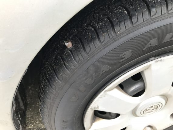 Car tire puncture