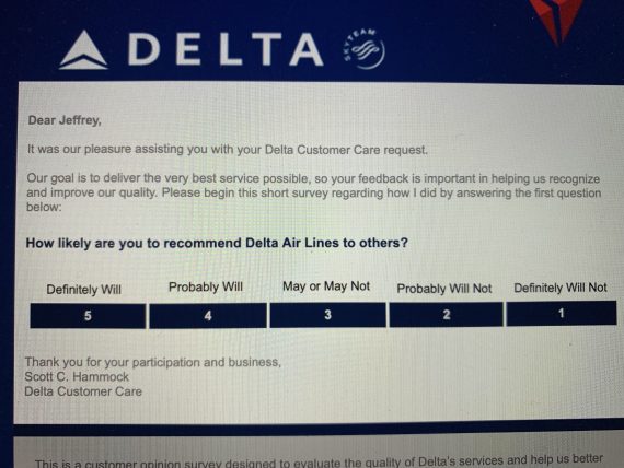 Delta Customer survey