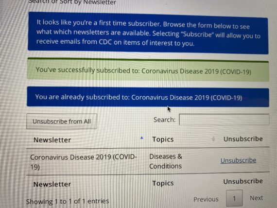 CDC email subscription form