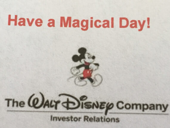 Disney investor relations message
