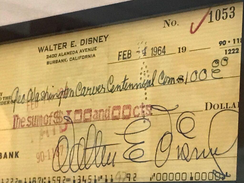 1964 check signed by Walt Disney
