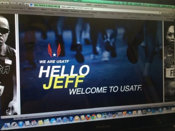 USATF website welcome page