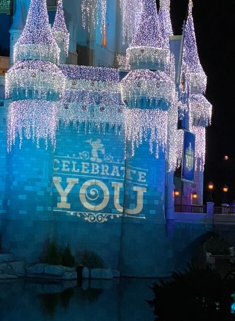 celebrate you message on Cinderella Castle