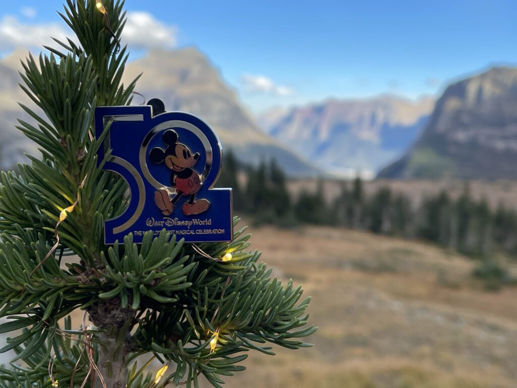 Disney pin in the mountains