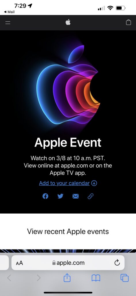 Apple event announcement