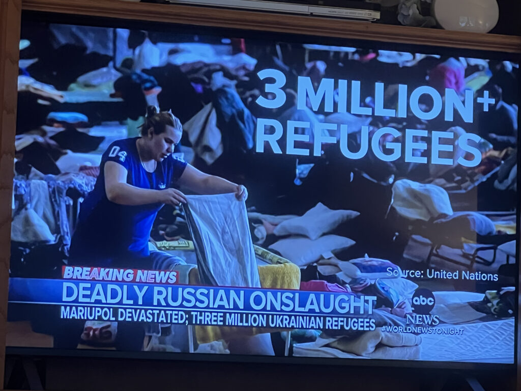 photo of evening news about Russian war