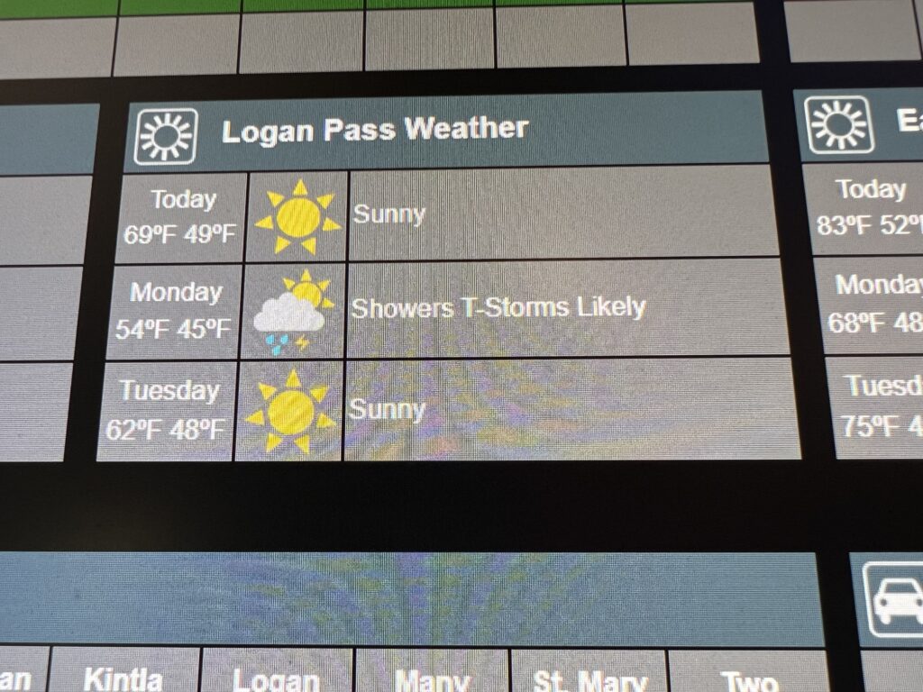 Weather forecast on a computer screen