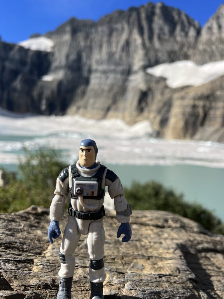 Buzz light-year toy in the mountains
