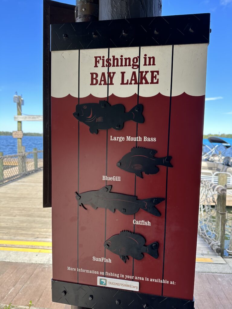wooden sign about fishing at Walt Disney World