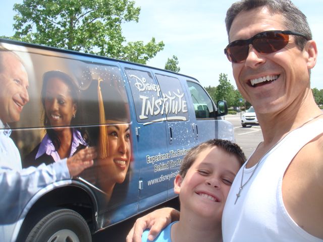 Disney Institute van with Jeff Noel and his son