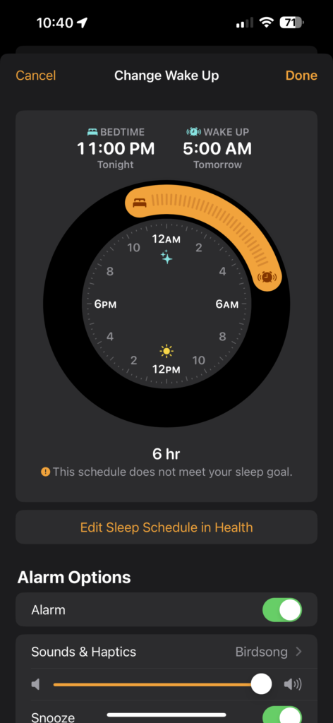 Apple sleep timer screenshot