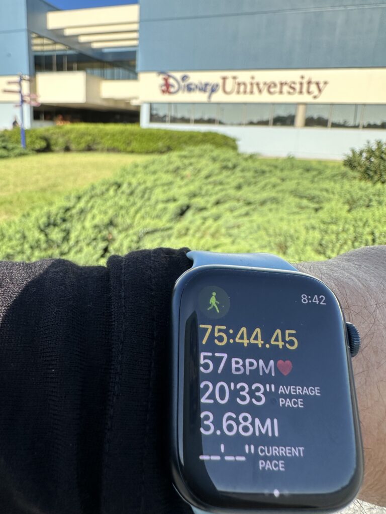 Apple Watch fitness screen at Disney university