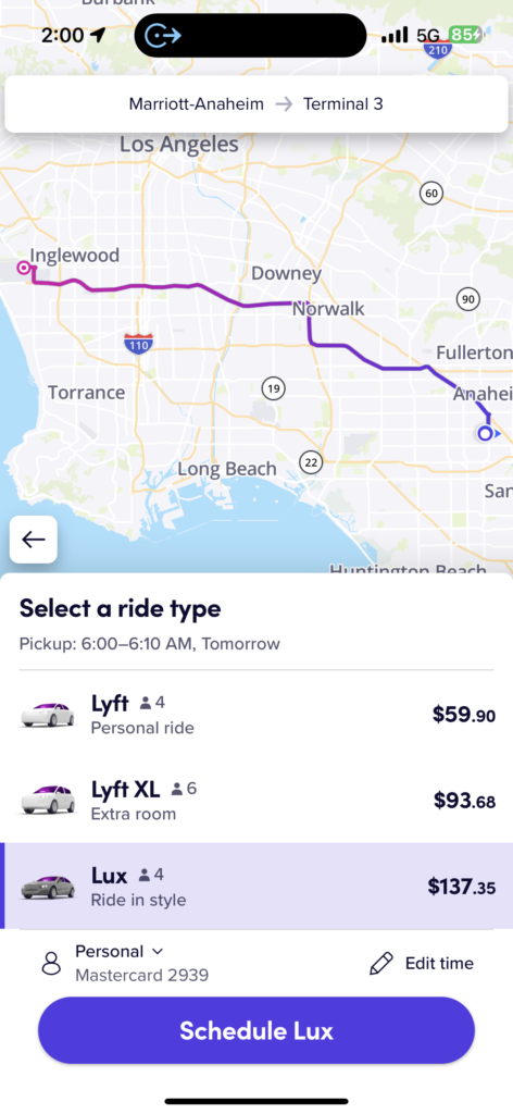Lyft ride map