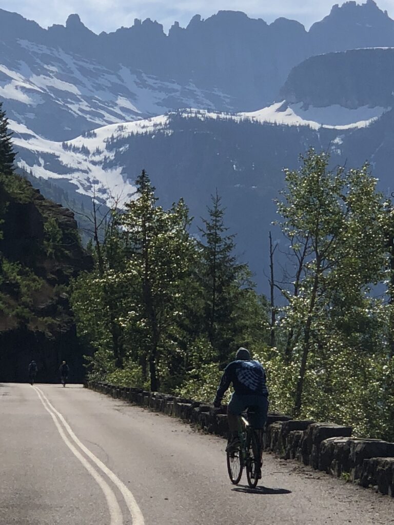 Biking on a mountain road