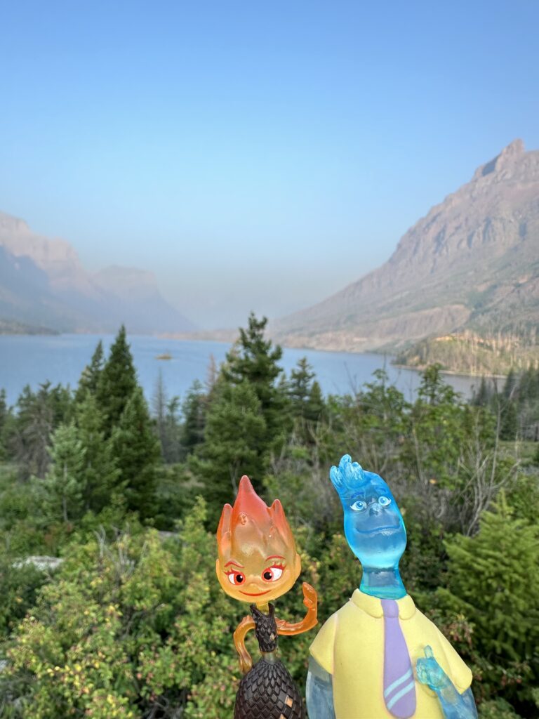 Pixar Elemental toys in mountains