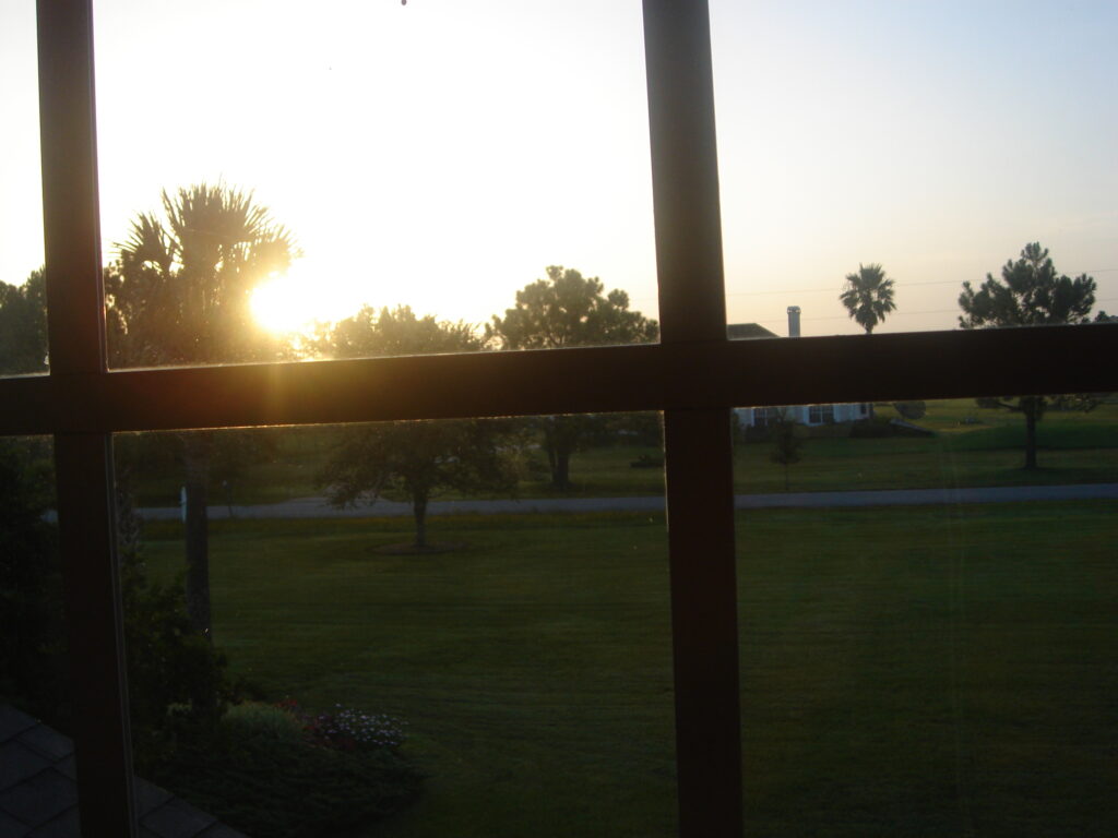 sunrise from a window