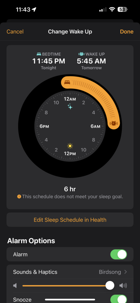 Apple alarm clock screenshot