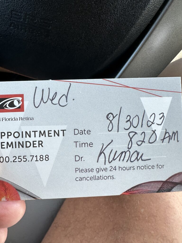 Medical doctor appointment reminder card