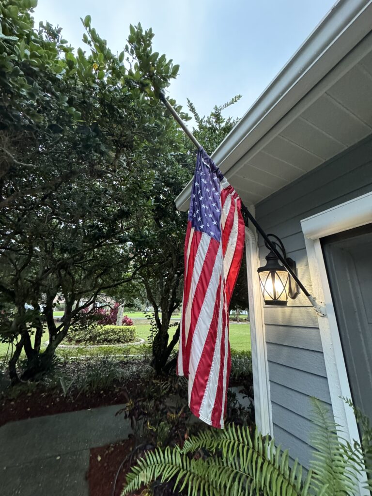 American flag at a homeowner garage