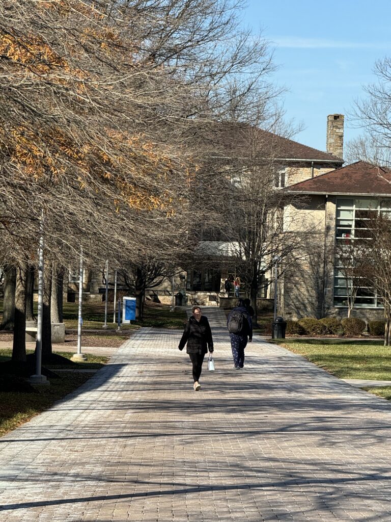 main College walkway through campus