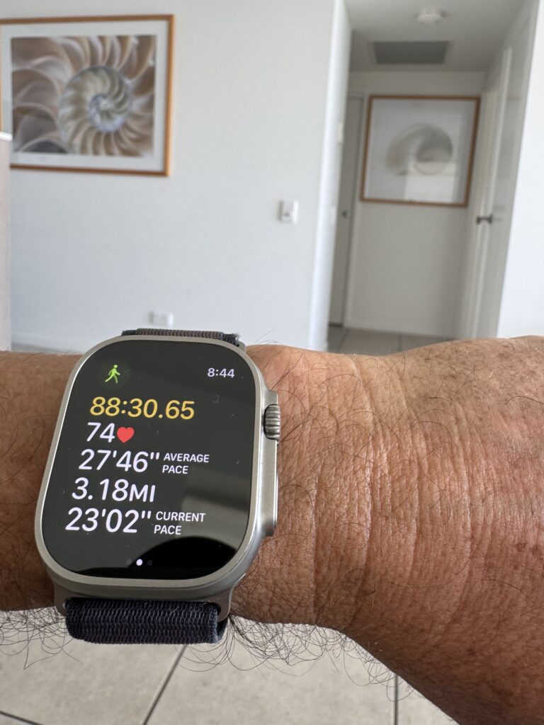 Apple Watch with fitness screen