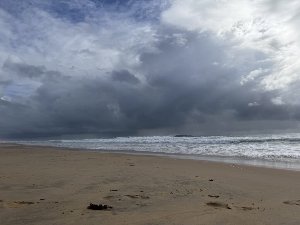 beach and dark clouds