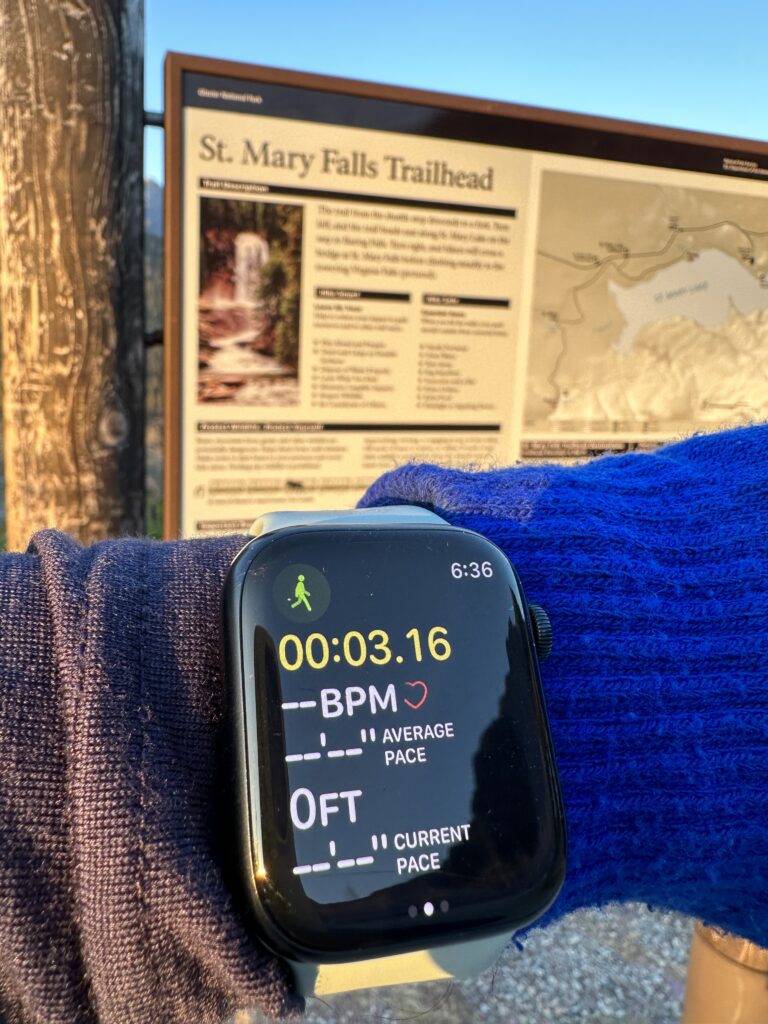 Apple Watch at hiking trailhead