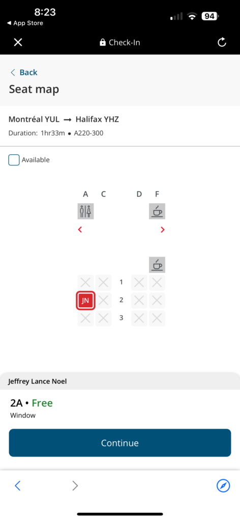 First class seating chart